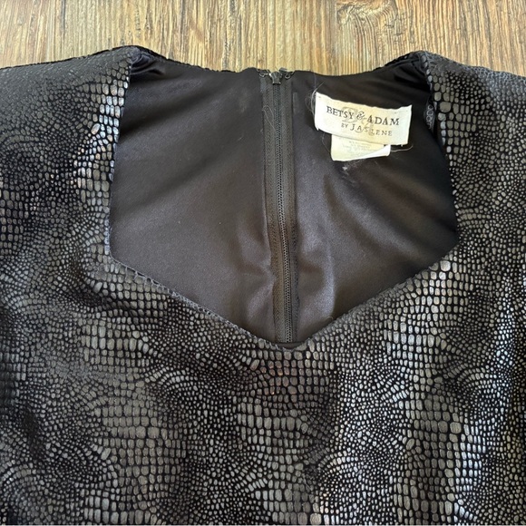 Vtg Betsy & Adam by Jaslene L/S Snakeskin Velvet Dress 12 Black Sweetheart Neck - Picture 5 of 14